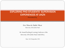 EXPLORING PHD STUDENTS’ SUPERVISION EXPERIENCES AT …