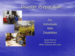 Disaster Preparation - Independent Living Resource Centre