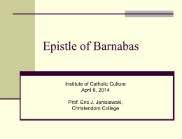 Epistle of Barnabas - Institute of Catholic Culture