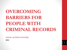 OVERCOMING BARRIERS FOR PEOPLE WITH CRIMINAL …