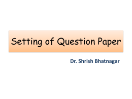 Setting of Question Paper - King George's Medical University