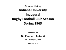 Pictorial History Indiana University Inaugural Rugby