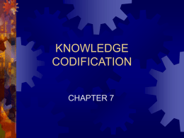 KNOWLEDGE CODIFICATION - Providence University