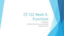 CS 122 Week 5: Functions