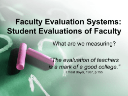 Faculty Evaluation System: Student Ratings