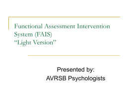 Functional Assessment Intervention System (FAIS) &ldquo;Lite