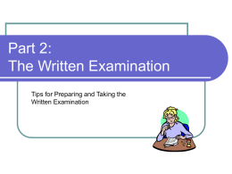 Part 2: Written Examination