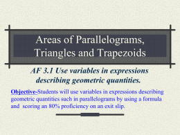 Areas of Parallelograms and Triangles