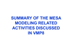 MESA MODELING ACTIVITIES: PHYSICAL BASIS FOR …