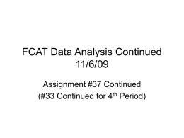 FCAT Data Analysis Continued 11/6/09