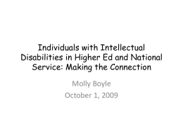 Individuals with Intellectual Disabilities in Higher Ed