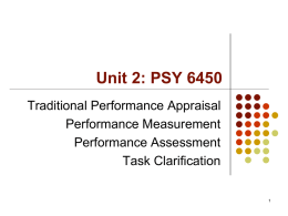 Unit 2: Performance Assessment & Measurement