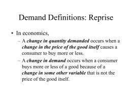 Demand Definitions: Reprise