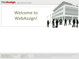 Intro WebAssign Workshop
