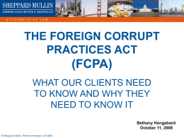 I. THE FOREIGN CORRUPT PRACTICES ACT