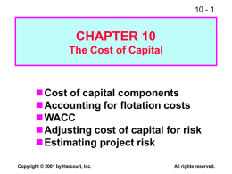 Chapter 9 THE COST OF CAPITAL - Index