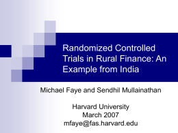 Randomized Controlled Trials in Rural Finance: An Example