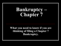 Bankruptcy – Chapter 7