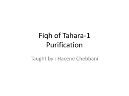 Fiqh of Tahara-1 Purification - IISC