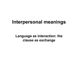 Interpersonal meanings