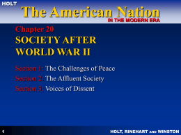 CHAPTER 29 SOCIETY AFTER WORLD WAR II
