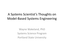 A Scientist’s Take on Model Based Systems Engineering