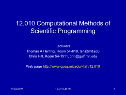 PowerPoint Presentation - 12.010 Computational Methods of