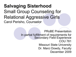 Salvaging Sisterhood Small Group Counseling for Relational