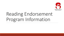 Reading Endorsement Program Information