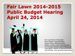 Fair Lawn 2011-2012 Public Budget Hearing March 28, 2011