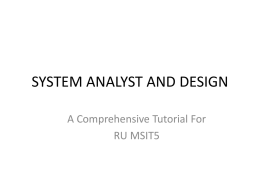 SYSTEM ANALYST AND DESIGN