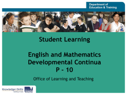 Student Learning, English and Mathematics, Developmental