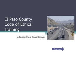 El Paso County Code of Ethics Training