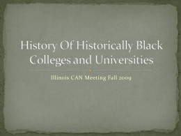 History Of Historically Black C0lleges and Universities
