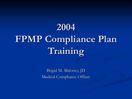 2004 FPMP Compliance Plan Training