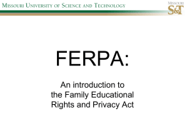 FERPA in Brief: An introduction to the Family Educational