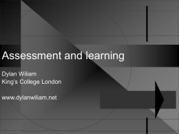Assessment and learning - Dylan Wiliam's website