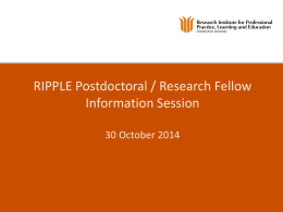 RIPPLE Postdoctoral / research fellow Information Session