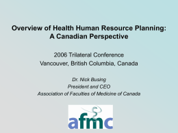 Health Human Resources in Canada: Brief Overview and