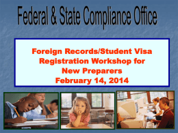 Foreign Records/Student Visa Senior High Counselors