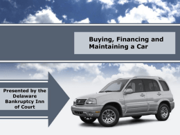 Buying, Financing and Maintaining a Car