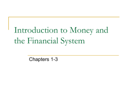 Introduction to Money and the Financial System