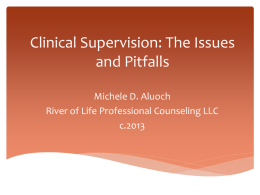 Clinical Supervisonis Preventing pitfalls and Perils