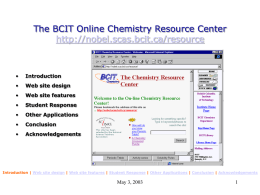 The BCIT Online Chemistry Resource Center