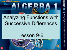 ppt 9-6 Analyzing Functions with Successive Differences