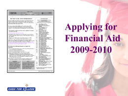 Applying for Financial Aid 2009-2010 - Cal-SOAP