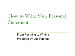 How to Write Your Personal Statement