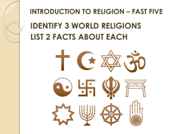 INTRODUCTION TO RELIGION – FAST FIVE
