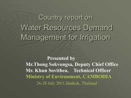 Country report on Water Resources Demand Management for