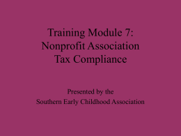 Training Module 7: Nonprofit Association Tax Compliance